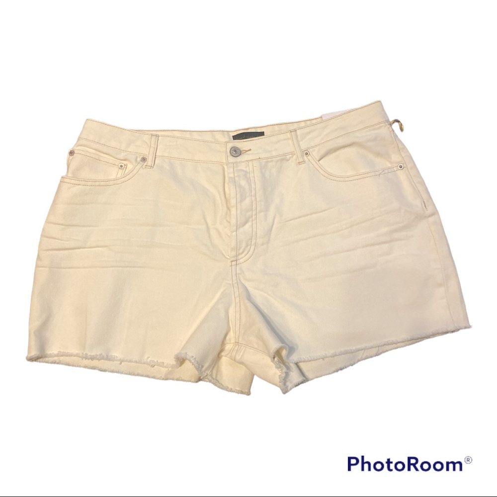 HOUSE OF HARLOW 1960 NWT Cream High Rise Mom Shorts Raw Hem Size 32